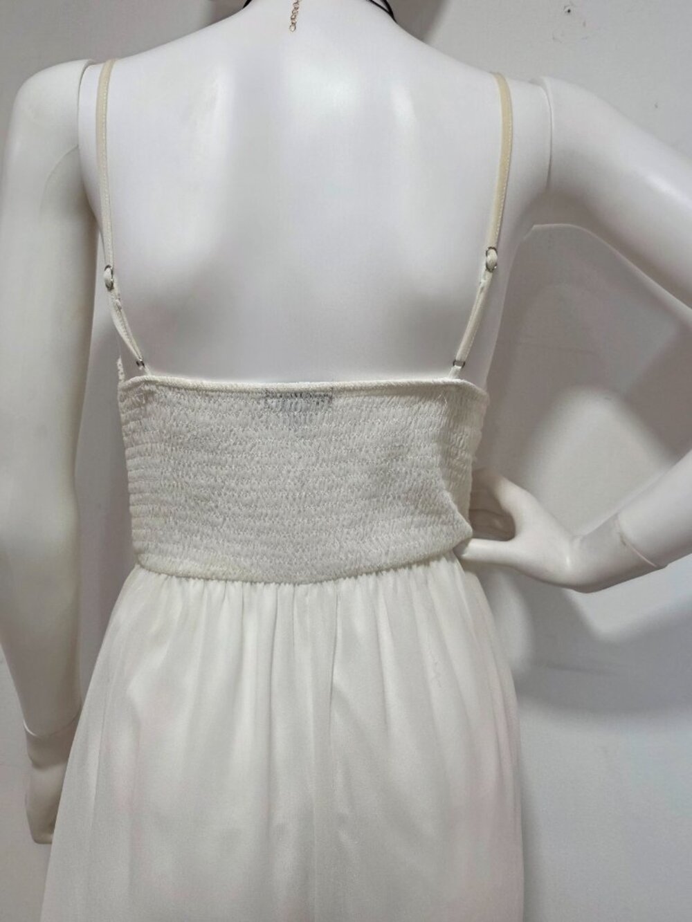 White Lace Flowing Wide Leg Jumpsuit - Picture 3 of 8
